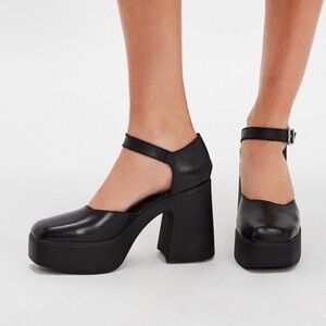 Brand new! Free People Black Platform Ankle Strap Shoes